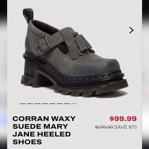 Dr Martens Corran Waxy Suede Mary Jane Heeled Shoes - Gray